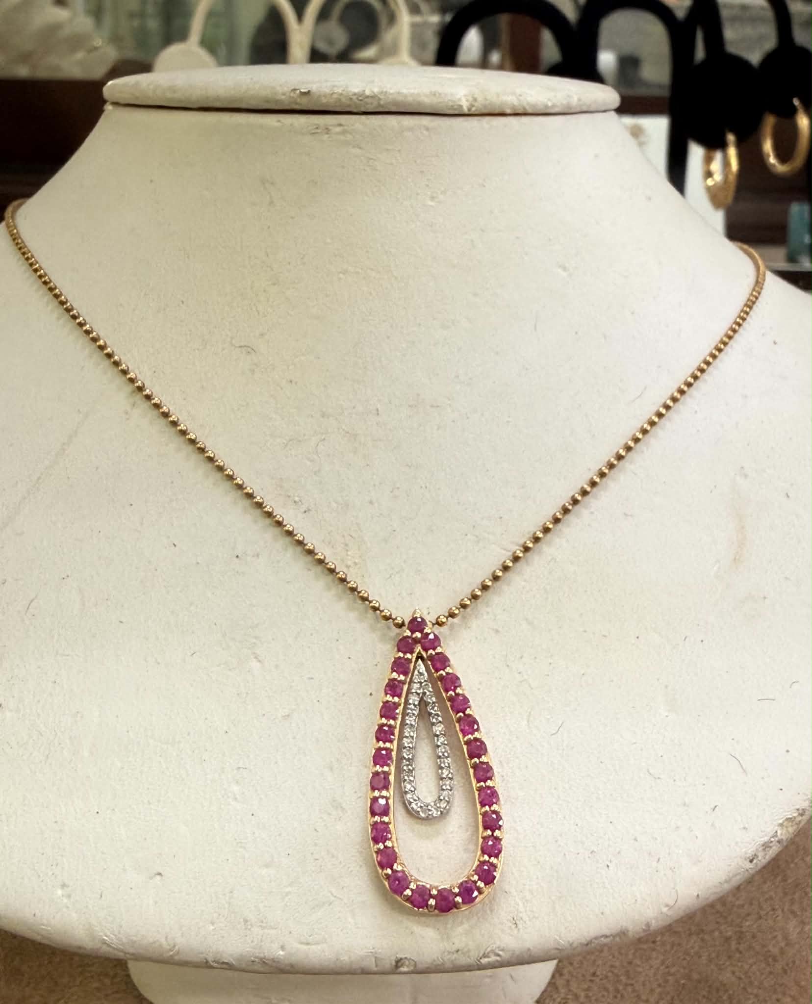 Pink Teardrop Pendant Necklace